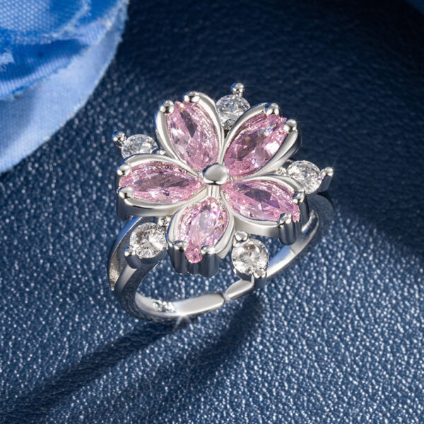 Exaggerated Plum Blossom Ring Flower Ring Female - Image 3
