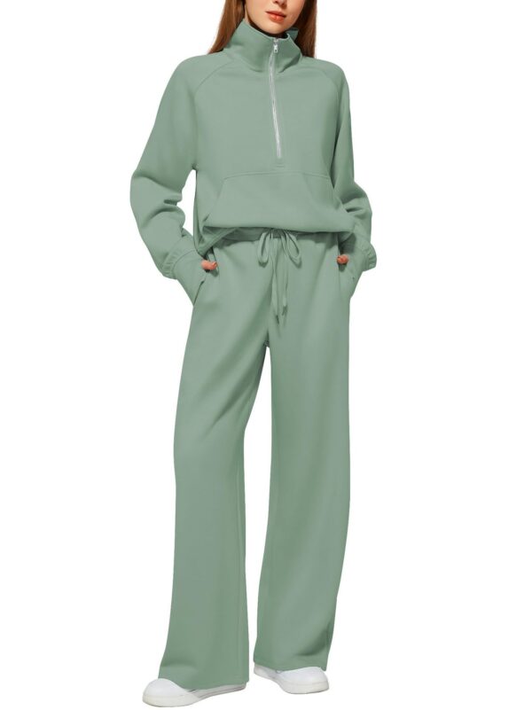 Solid Color Long-sleeved Sweater Trousers Suit Women's Suit - Image 4
