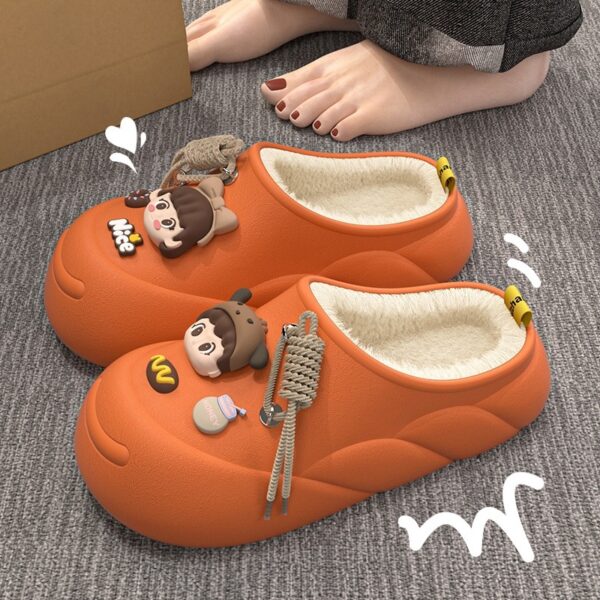 Poop Feeling Winter In Stock Soft Bottom Cartoon Waterproof Toe Cap Cotton Slippers - Image 2