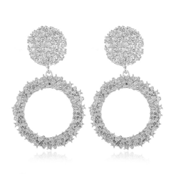 Simple Geometric Relief Flower Earrings - Image 3