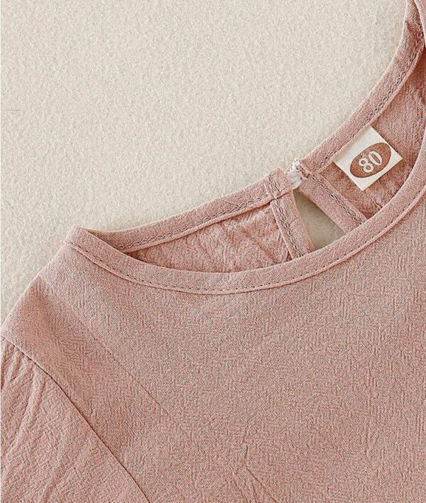 Toddler Kids Baby Girls Flare Short Sleeve Cotton Solid - Image 5