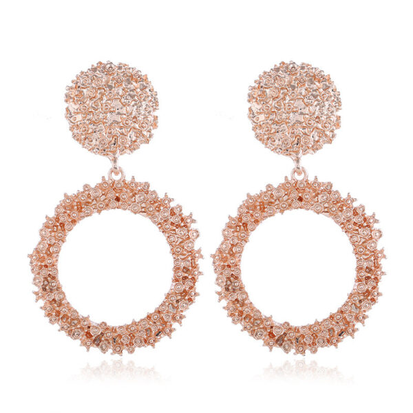 Simple Geometric Relief Flower Earrings - Image 7