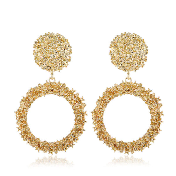 Simple Geometric Relief Flower Earrings - Image 6