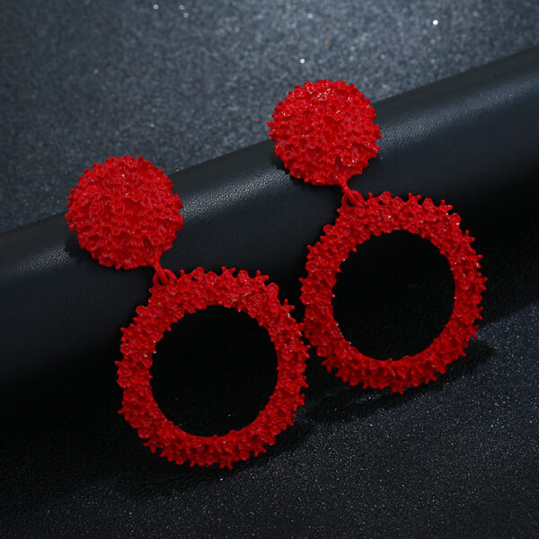 Simple Geometric Relief Flower Earrings - Image 8