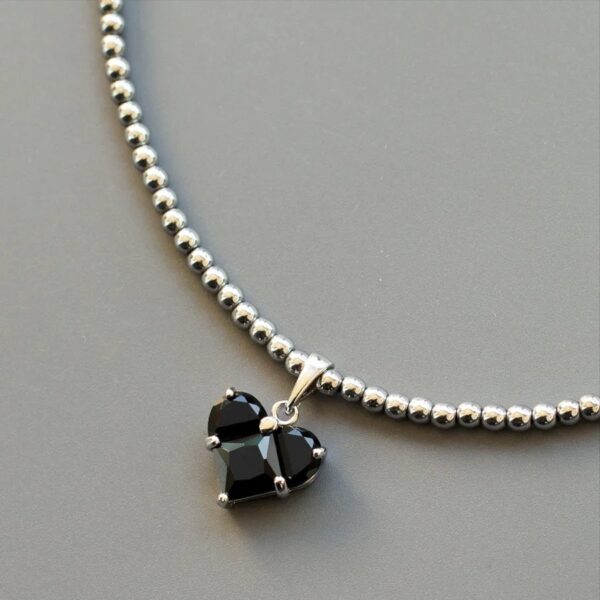 Cold Black Heart-shaped Zircon Pendant Necklace For Women - Image 7