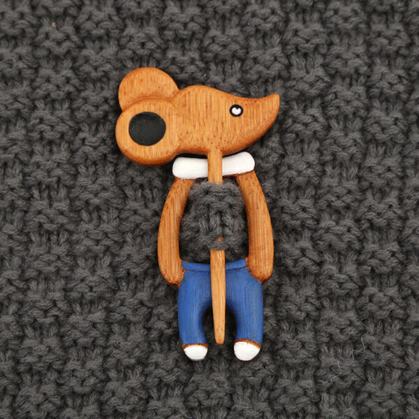 Wooden Animal Brooch Cute Gift Knitted Sweater - Image 8