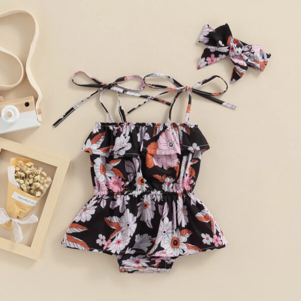Baby Jumpsuit Floral Strap Baby's Gown - Image 7