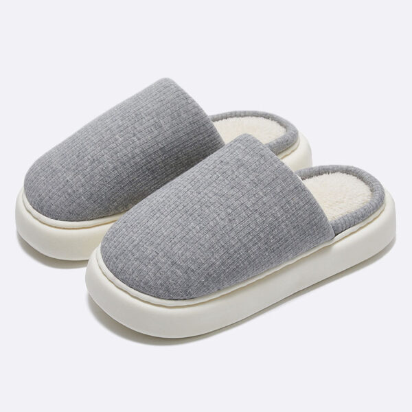 New Simple Pure Color Comfort Knitted Fabric Couple Latex Home Cotton Slippers - Image 8