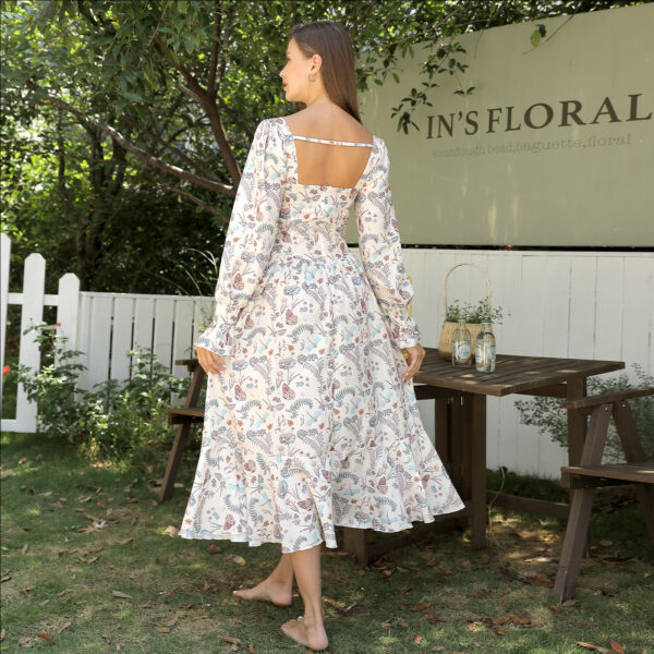 Women's Square Neck Long Sleeved Printed Dress - Image 5