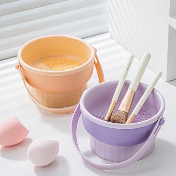 Makeup Brush Cleaning Bowl Beauty Egg Cleaning Tool Storage Set Brush Powder Puff Dry Cleaning Silicone Drying Shelf - Image 2