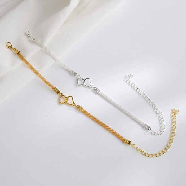 Anklet Fashion Flat Chain Two Hearts - Image 5