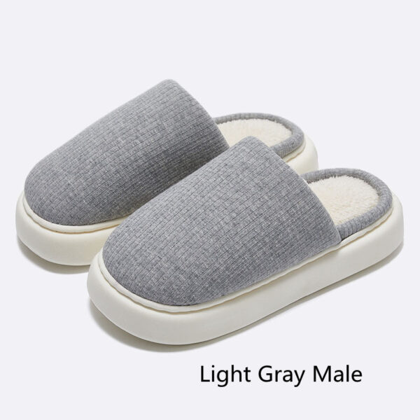 New Simple Pure Color Comfort Knitted Fabric Couple Latex Home Cotton Slippers - Image 10