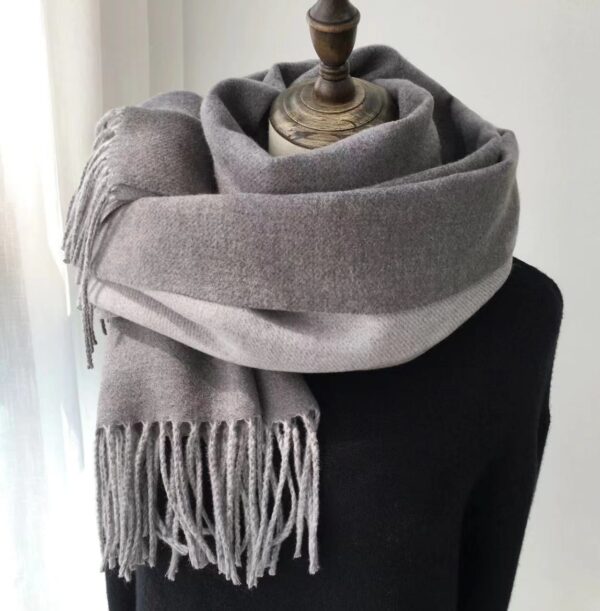 Double-sided Artificial Australian Wool Scarf Shawl - Image 5