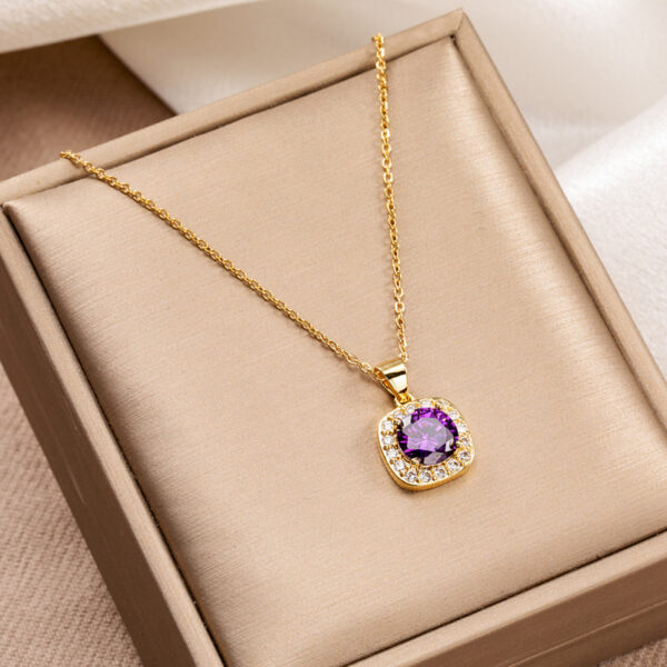 Simple Square Zirconium Women's Necklace - Image 3