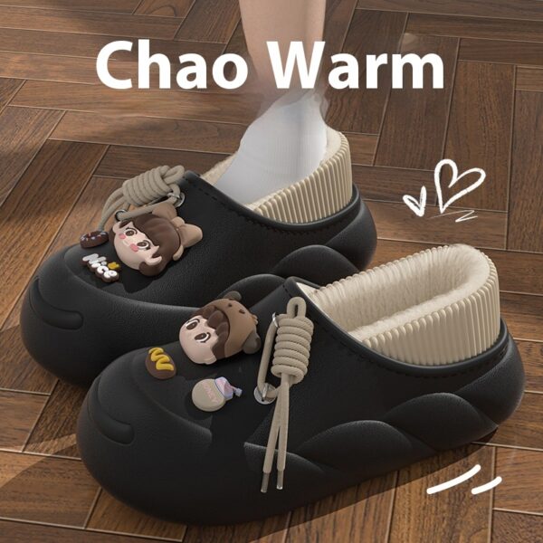 Poop Feeling Winter In Stock Soft Bottom Cartoon Waterproof Toe Cap Cotton Slippers - Image 6