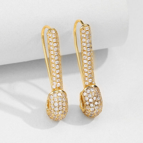 Pin Ear Clip-shaped Vintage Zircon Earrings For Women - Image 4