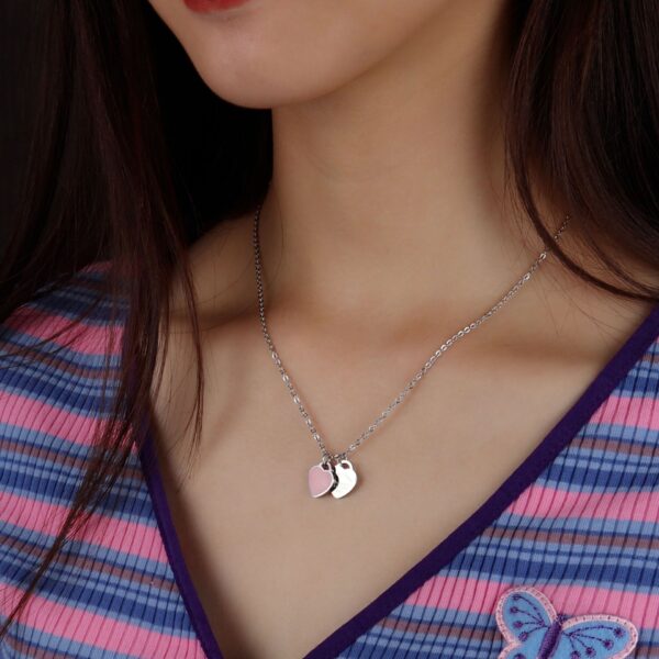 Necklace Love Enamel Heart Pendant Titanium Steel