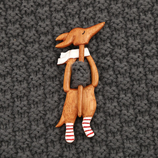 Wooden Animal Brooch Cute Gift Knitted Sweater - Image 7