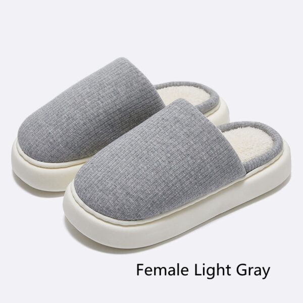 New Simple Pure Color Comfort Knitted Fabric Couple Latex Home Cotton Slippers - Image 6