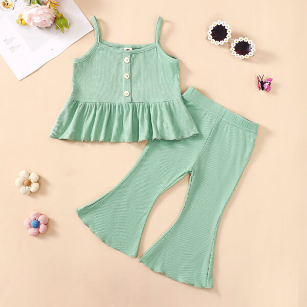 Girls' Tricolor Overall Dress Set - Image 4
