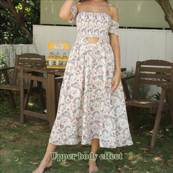Women's Off Shoulder Strapless Floral Dress - Image 5
