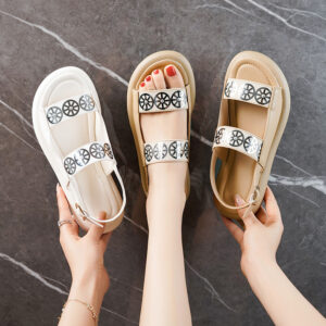 Women's Leather Velcro Flat Sandals