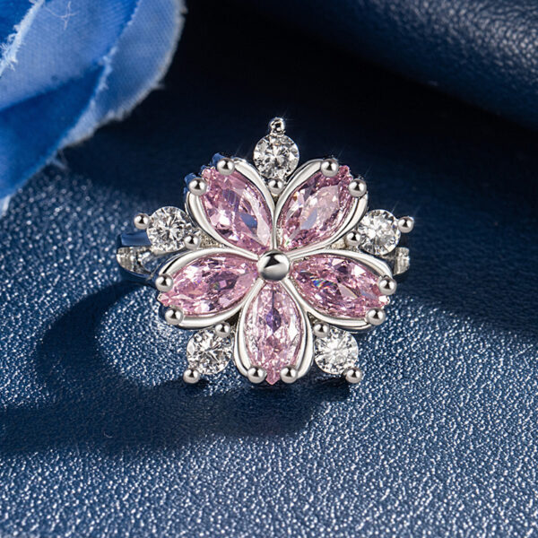 Exaggerated Plum Blossom Ring Flower Ring Female - Image 5