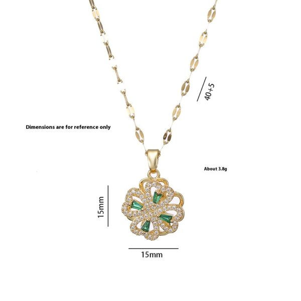 Necklace Heart-shaped Rotating Micro-inlaid Zircon Ring - Image 2