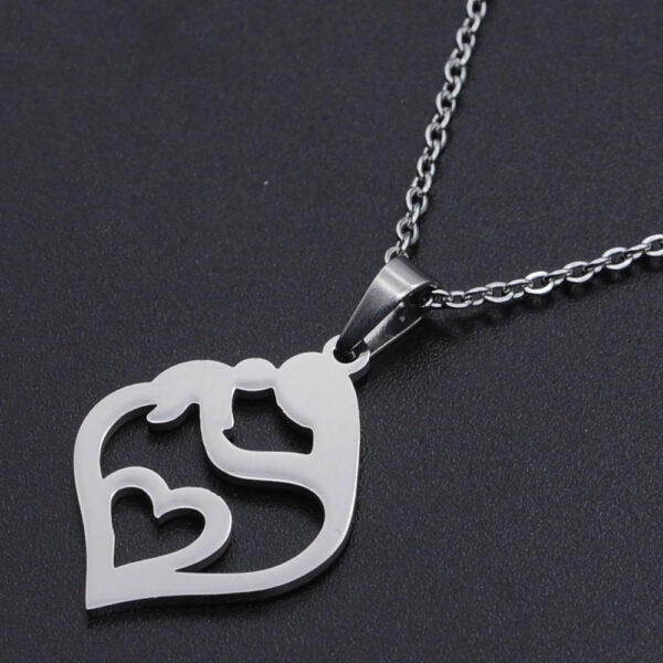 Titanium Steel Love Heart Necklace Love Heart Stainless Steel Pendant Necklace - Image 5
