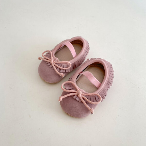 Spring Genuine Leather Baby Girl Shoes Big Bow Covered Fringe Non-slip Wear-resistant Soft Sole Shoes - Image 7