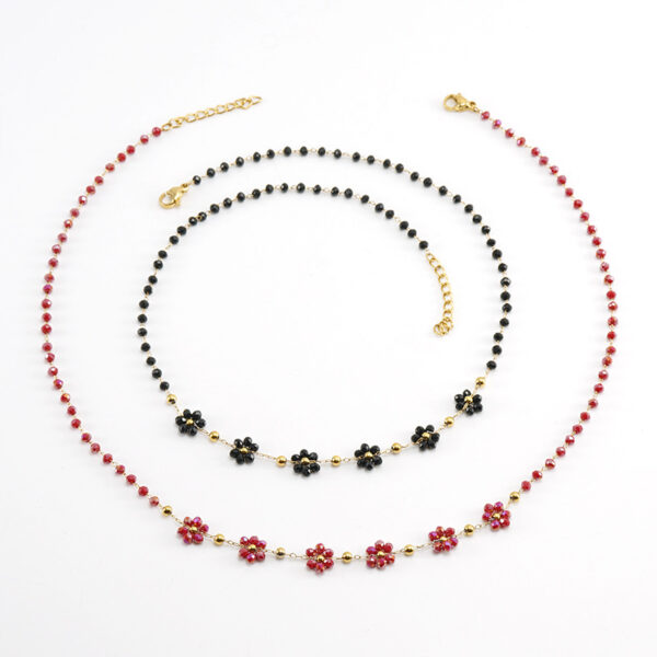 Color Crystal Flowers Stainless Steel Bracelet - Image 2