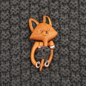 Wooden Animal Brooch Cute Gift Knitted Sweater
