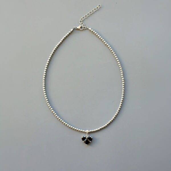 Cold Black Heart-shaped Zircon Pendant Necklace For Women - Image 3