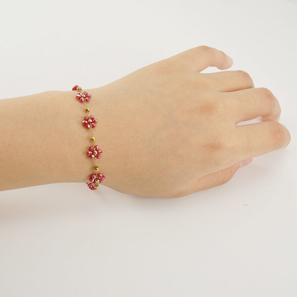 Color Crystal Flowers Stainless Steel Bracelet