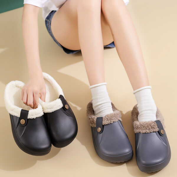 Female Plus Size Fleece-lined Home Cotton Slippers - Image 3