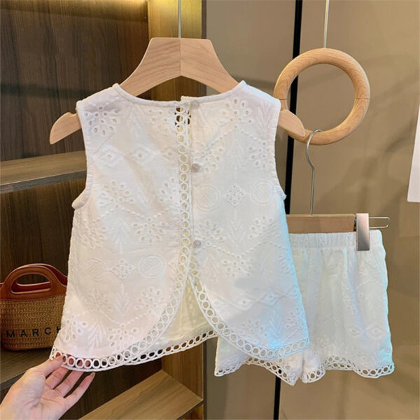 Children Fashion Hollow Lace Vest Shorts Set - Image 3