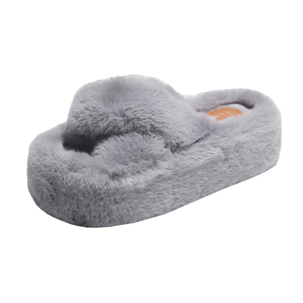 Cross Fluffy Slippers Women's Thickened Warm - Image 6