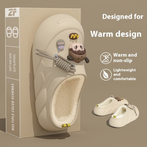 Poop Feeling Winter In Stock Soft Bottom Cartoon Waterproof Toe Cap Cotton Slippers - Image 9