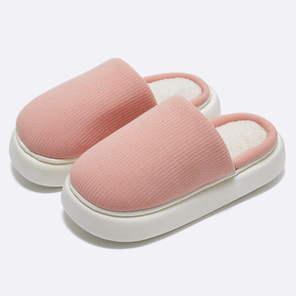 New Simple Pure Color Comfort Knitted Fabric Couple Latex Home Cotton Slippers - Image 9
