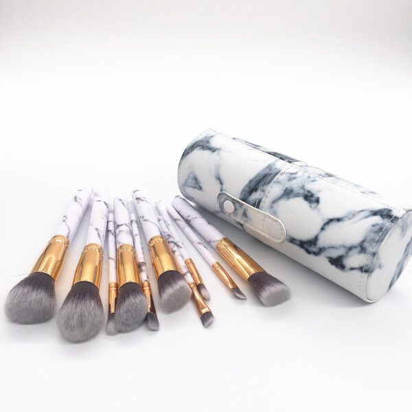 Factory direct sale marble pattern makeup brush 10 big small makeup brush beauty makeup tool make-up brush bag - Image 5