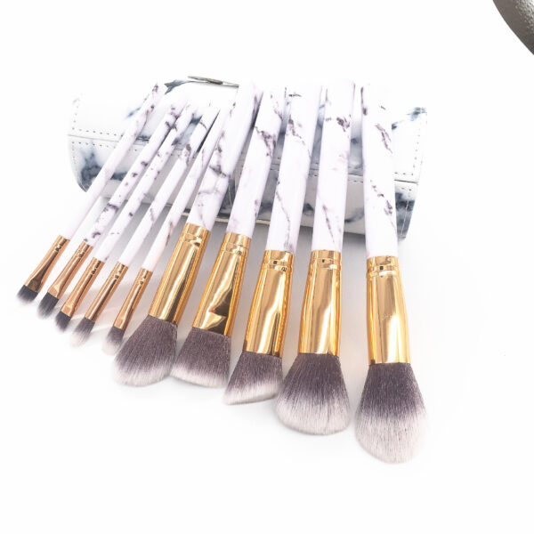 Factory direct sale marble pattern makeup brush 10 big small makeup brush beauty makeup tool make-up brush bag - Image 2