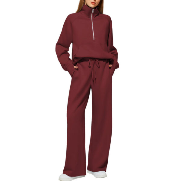 Solid Color Long-sleeved Sweater Trousers Suit Women's Suit - Image 9