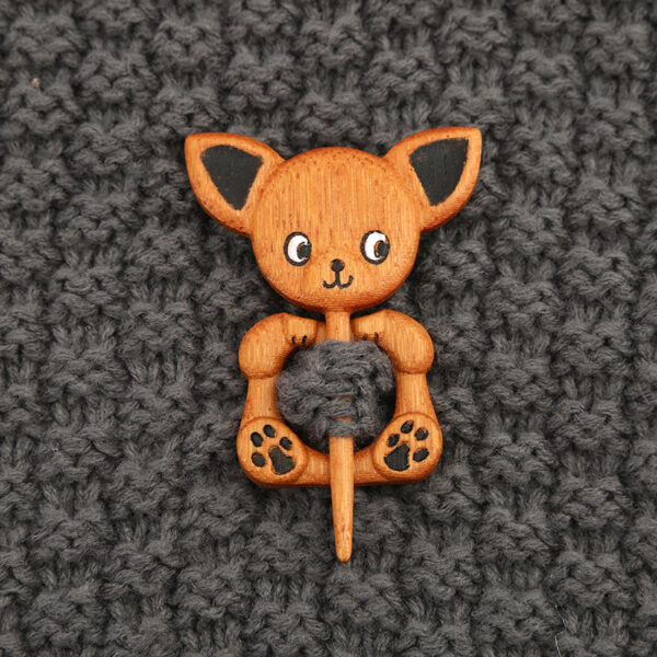 Wooden Animal Brooch Cute Gift Knitted Sweater - Image 5