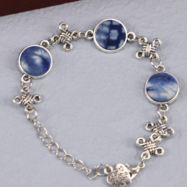 Ethnic Blue Dyed Tie-dye Bracelet Hand-stitched - Image 7