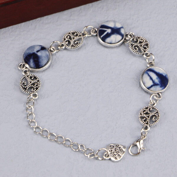 Ethnic Blue Dyed Tie-dye Bracelet Hand-stitched - Image 5