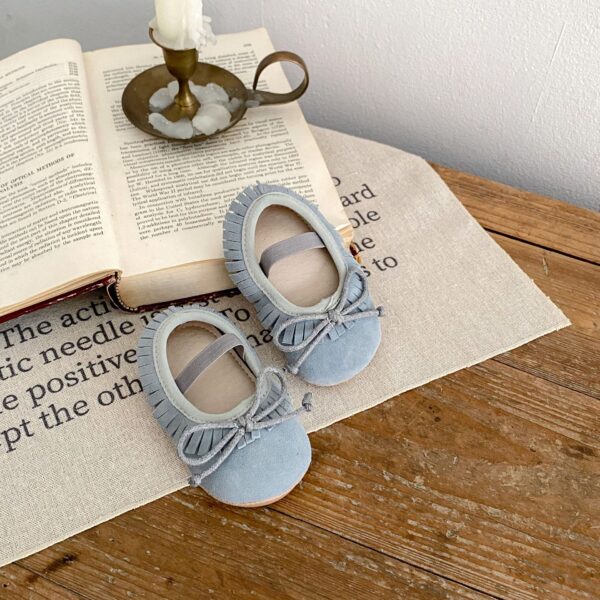 Spring Genuine Leather Baby Girl Shoes Big Bow Covered Fringe Non-slip Wear-resistant Soft Sole Shoes - Image 6