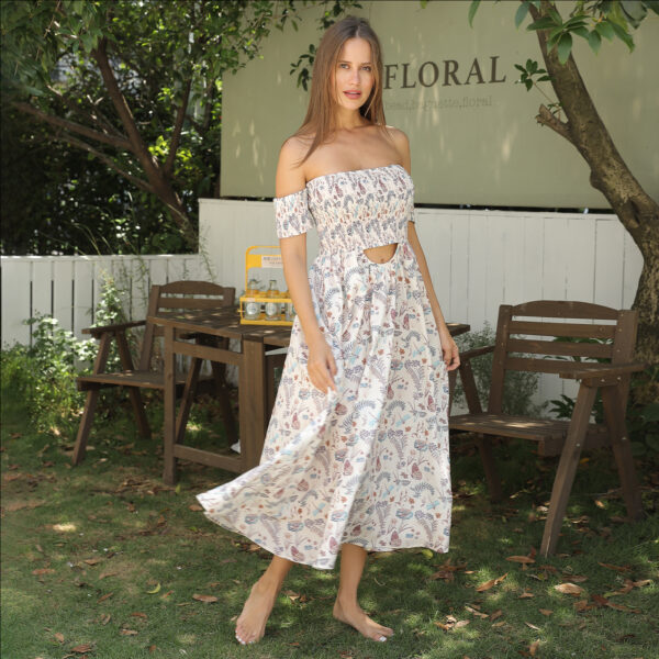 Women's Off Shoulder Strapless Floral Dress - Image 2