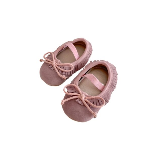 Spring Genuine Leather Baby Girl Shoes Big Bow Covered Fringe Non-slip Wear-resistant Soft Sole Shoes - Image 10