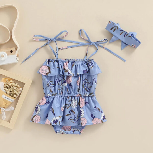 Baby Jumpsuit Floral Strap Baby's Gown - Image 4