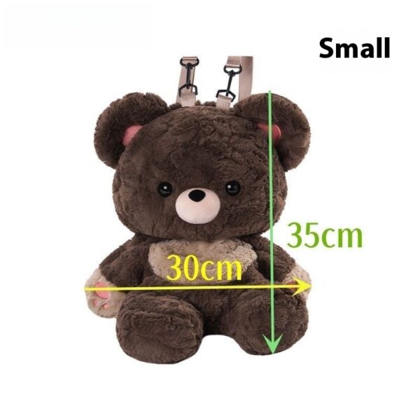 Couple's Bag Love Bear Cute Versatile Plush Bag Shoulder Backpack Doll Doll Small Schoolbag Women Men Brown Bags - Image 4